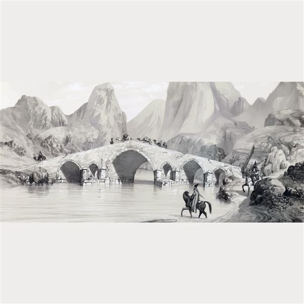 وکتور پل قزل اوزن در نزدیکی شهر میانه در آذربایجان شرقی اثر یوژن فلاندین سال 1840 